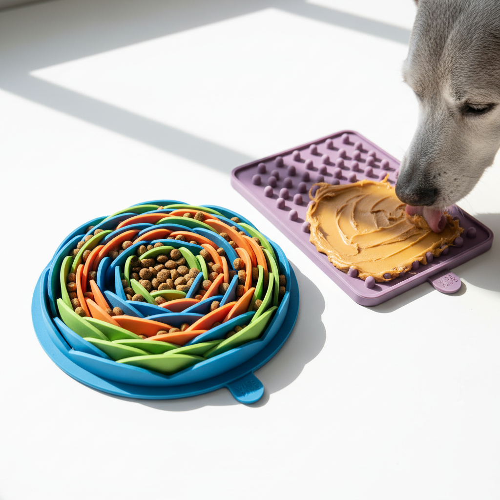 Snuffle mat and lick mat enrichment set for senior dogs