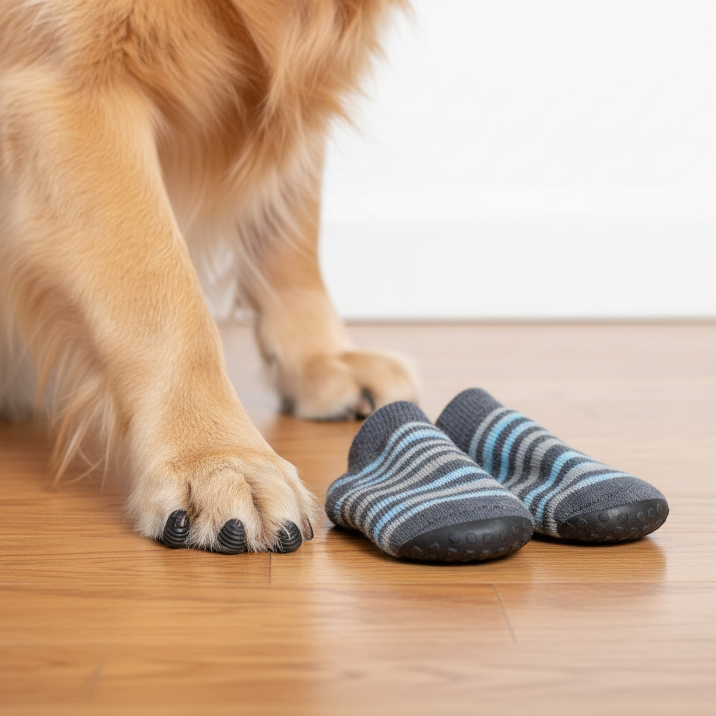 Non-slip toe grips and traction socks for senior dogs