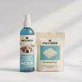 Waterless no-rinse dog shampoo and grooming wipes