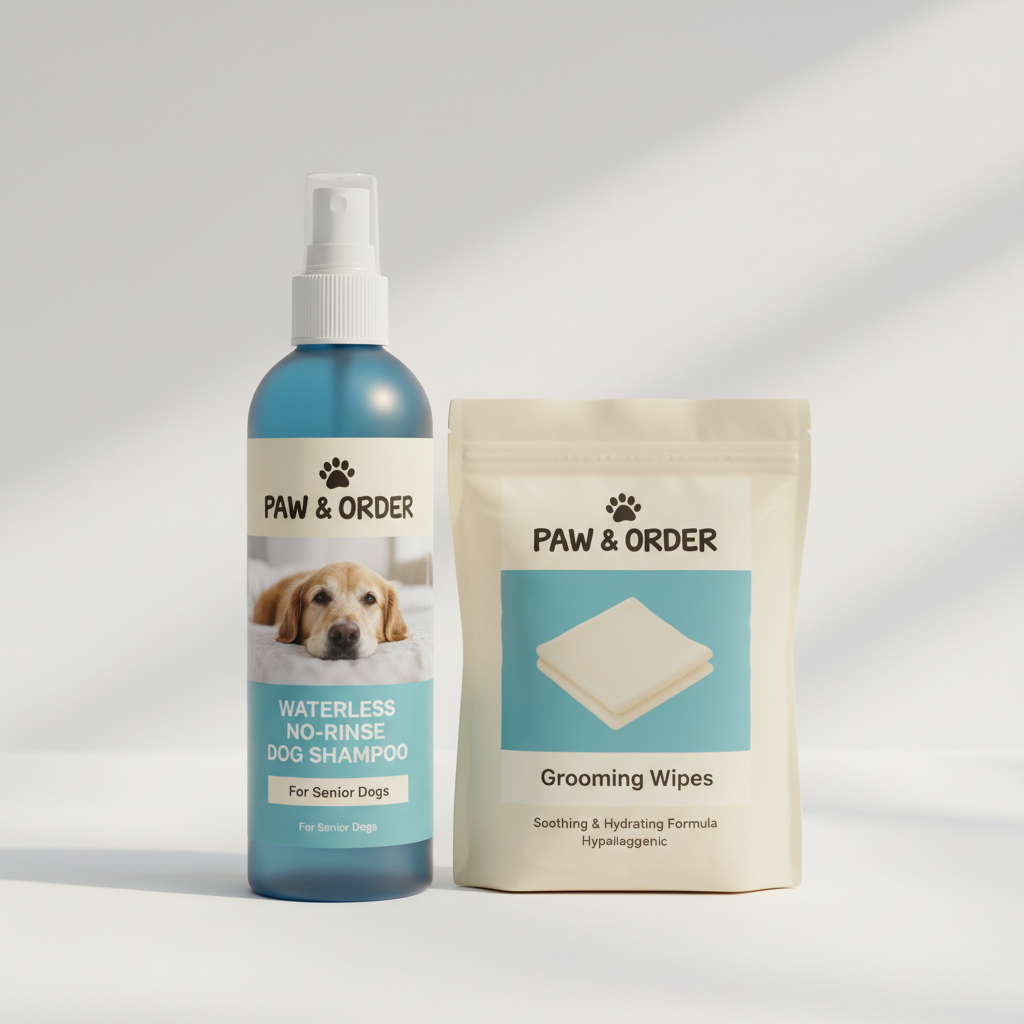 Waterless no-rinse dog shampoo and grooming wipes