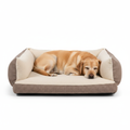 Senior dog resting on an orthopedic memory foam bolster bed